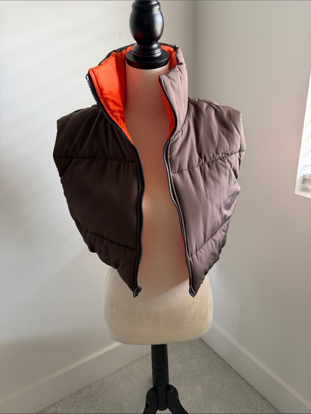 Reversible Brown & Orange Puffer Vest